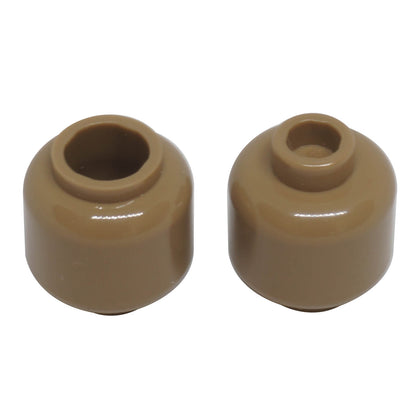 Plain dark tan minifigure head with smooth cylindrical shape, stud on top and hollow underside