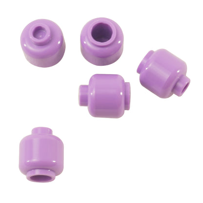 Plain medium lavender minifigure head with smooth cylindrical shape, stud on top and hollow underside