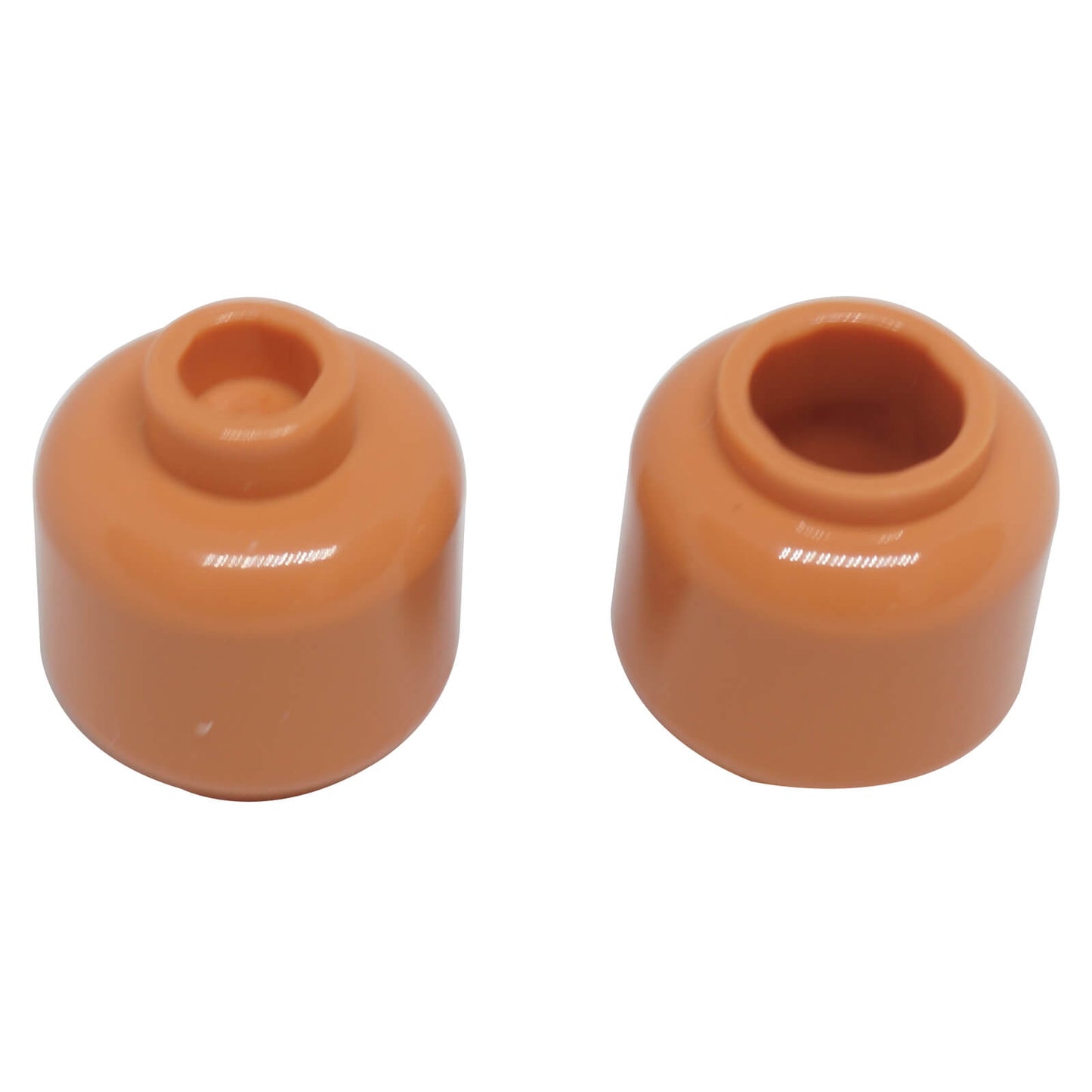 Plain medium tan minifigure head with smooth cylindrical shape, stud on top and hollow underside