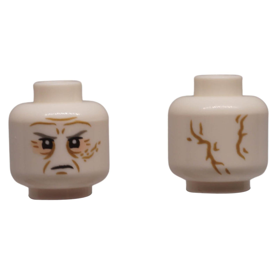LEGO® minifigure head 3626pb3217 with frown wrinkles facial scar and back scar print