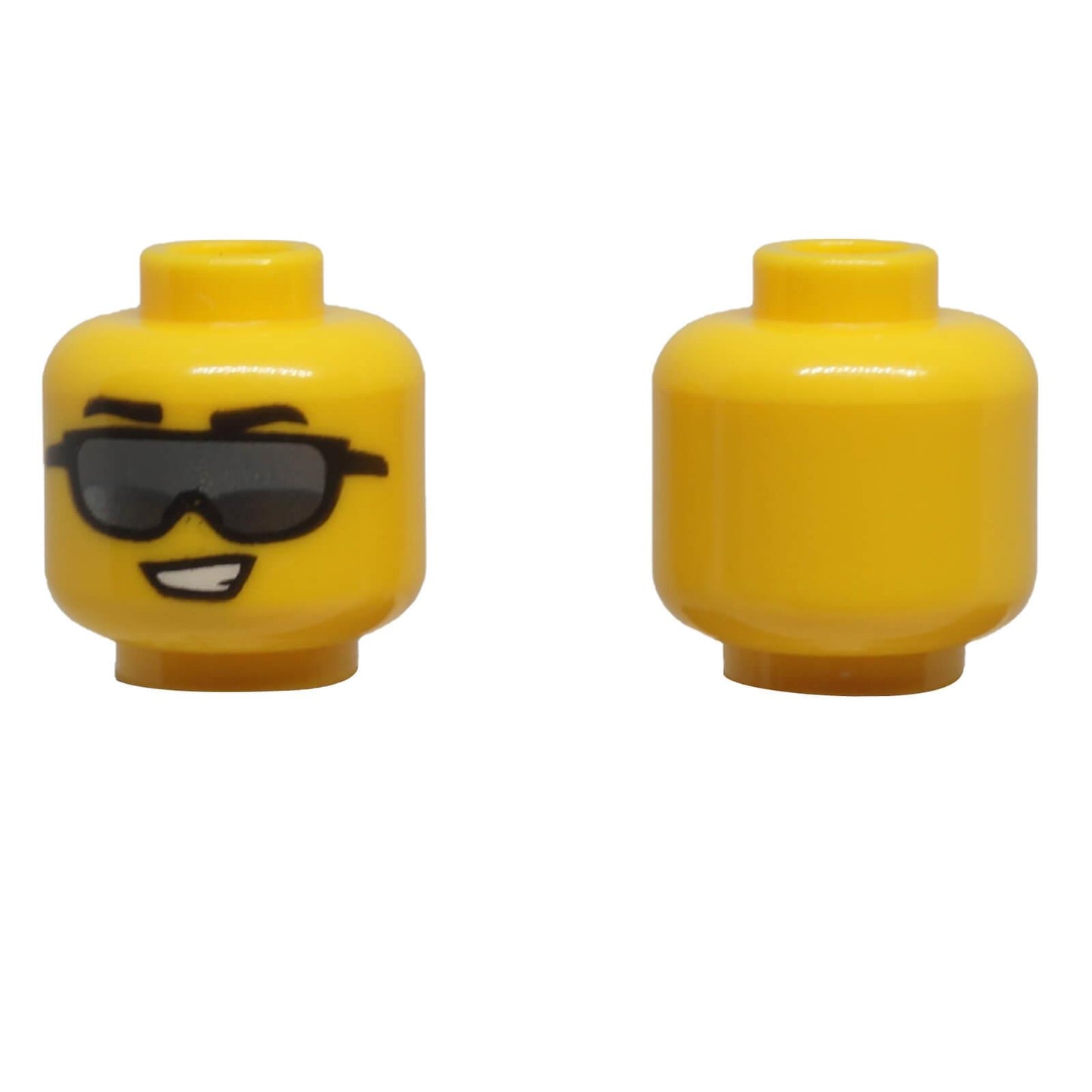LEGO minifigure head 3626pb3638 with dark sunglasses and lopsided smile