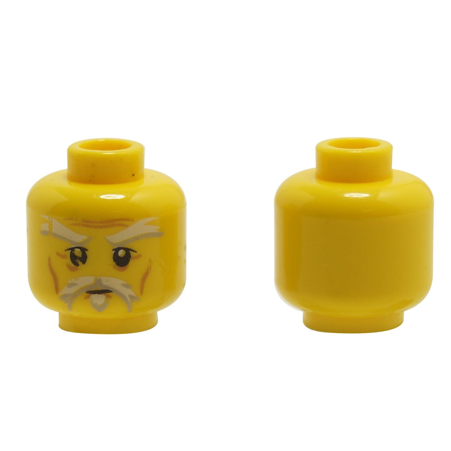 LEGO minifigure head with white eyebrows, beard, and Stern look