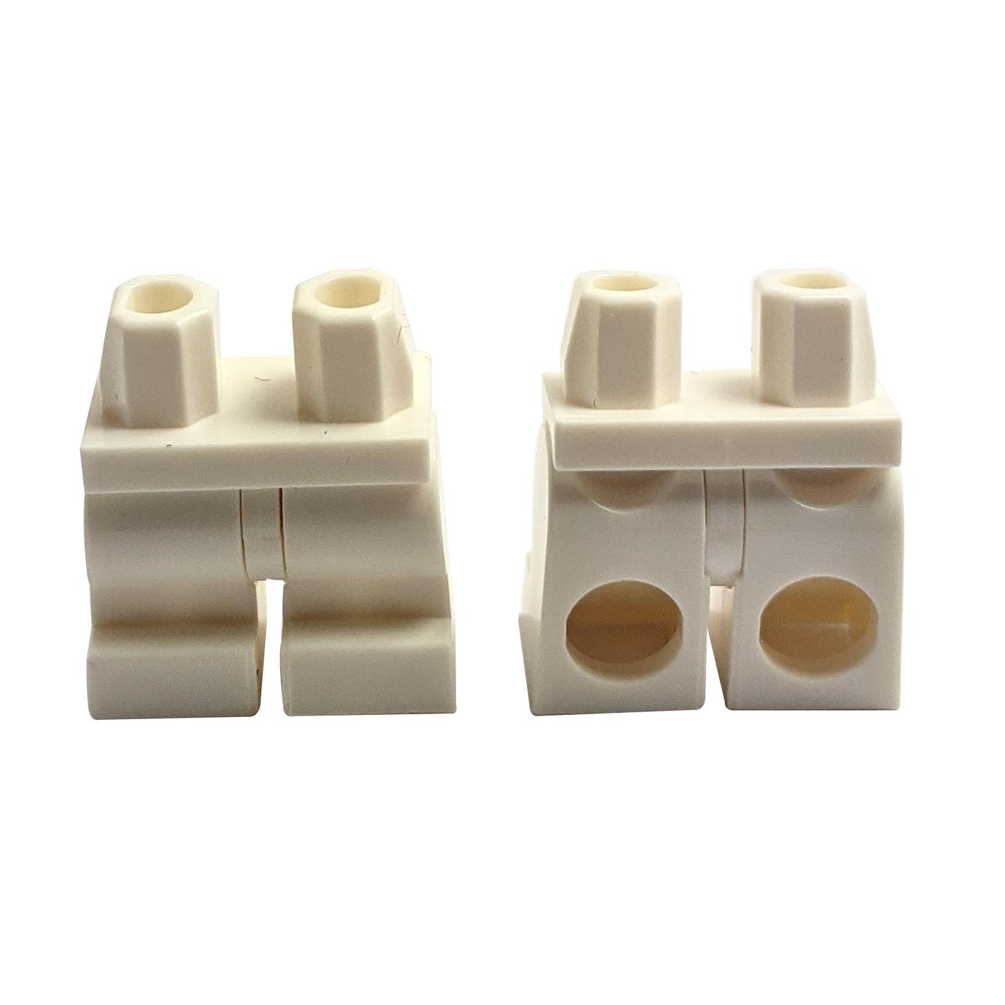 White medium minifigure hips and legs with plain design for custom builds