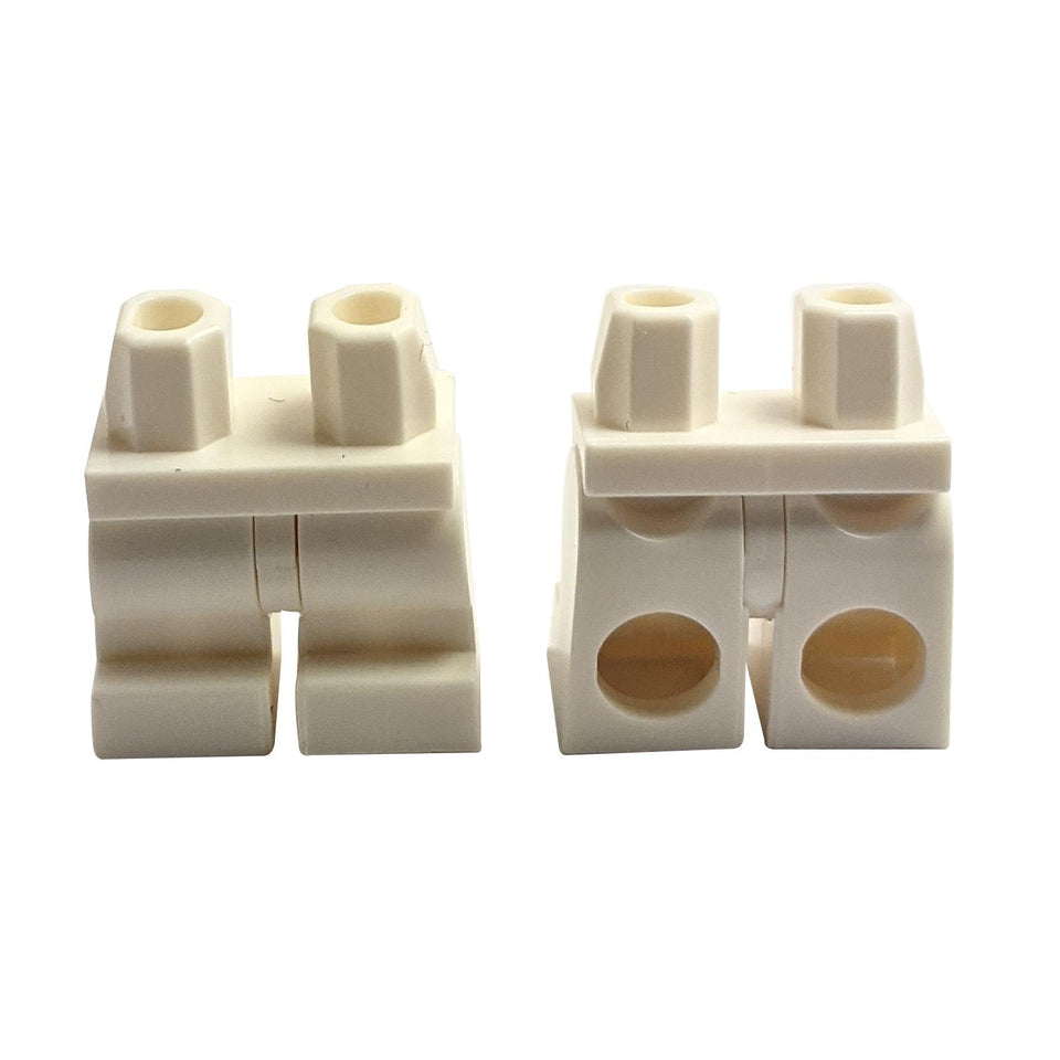 White medium minifigure hips and legs with plain design for custom builds
