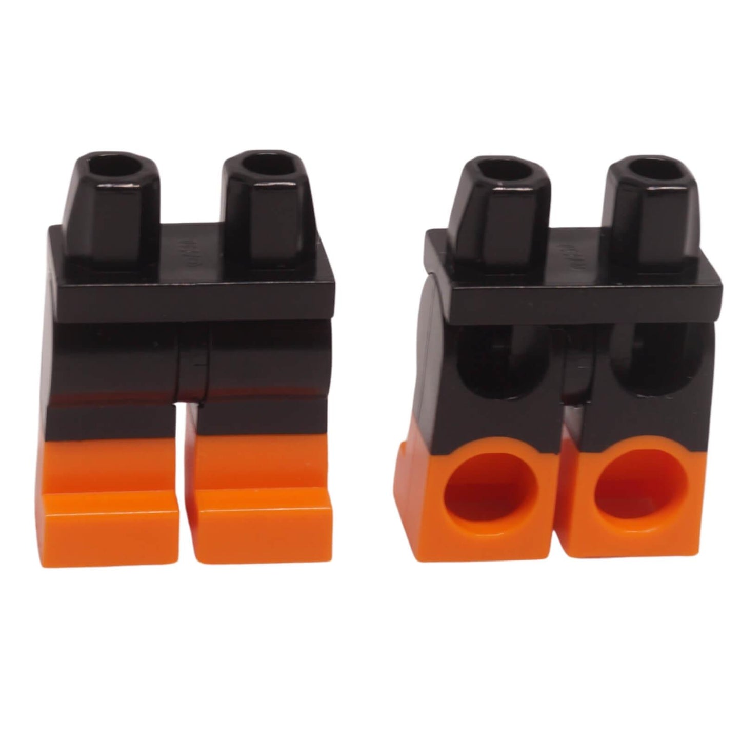 LEGO minifigure legs with molded orange boots and black upper legs 970c00pb1202