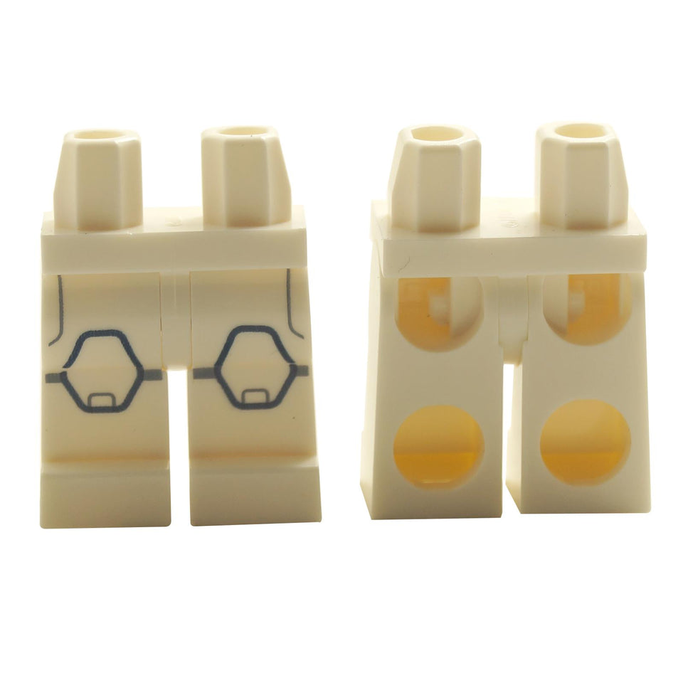 LEGO white hips and legs with pockets and stripes, hexagon knee pads pattern