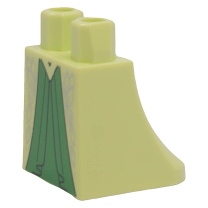 LEGO® minifigure skirt 36036pb106 side view showing the flared mould and printed front panel