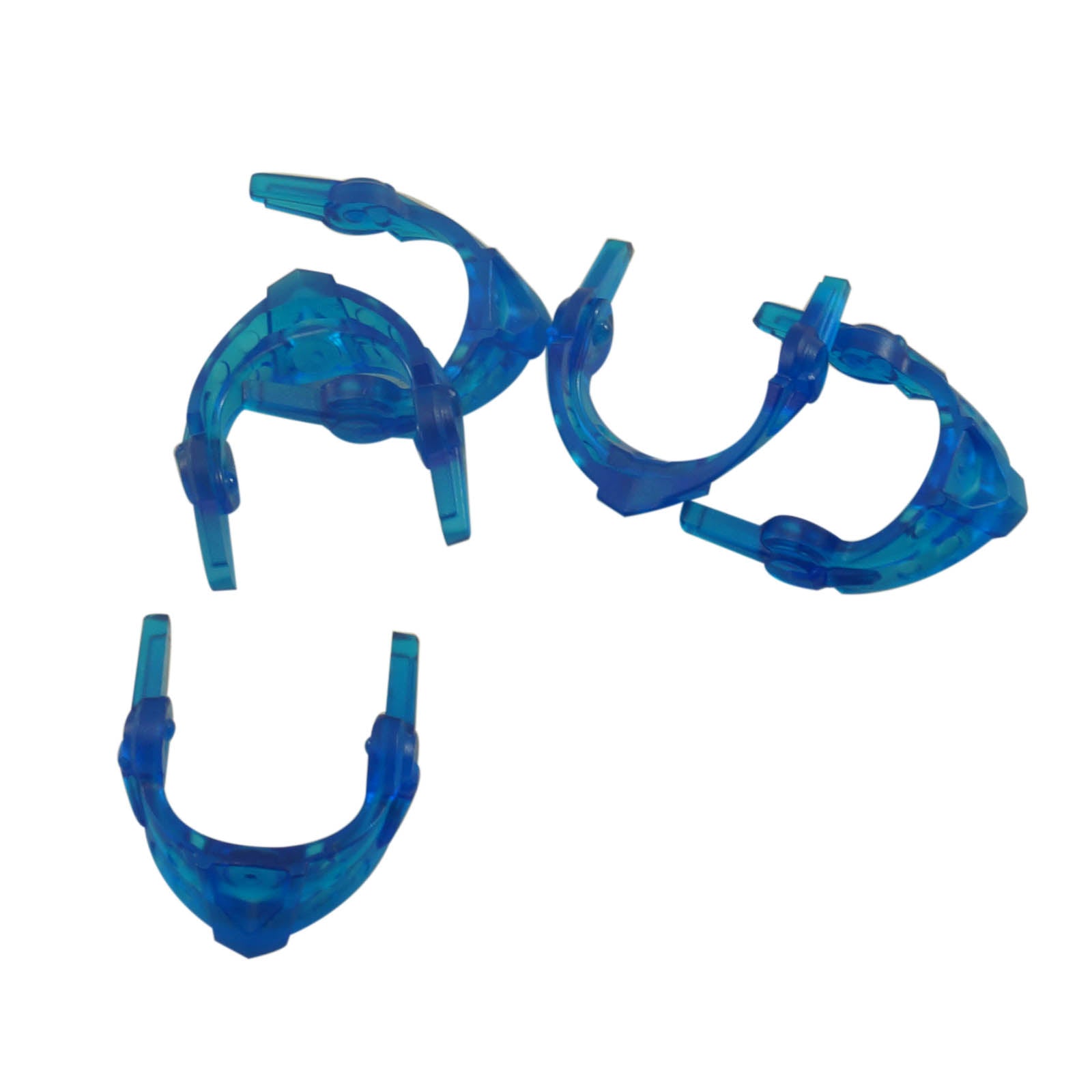 LEGO minifigure pointed visor with round dimples and spikes in transparent dark blue part 22393