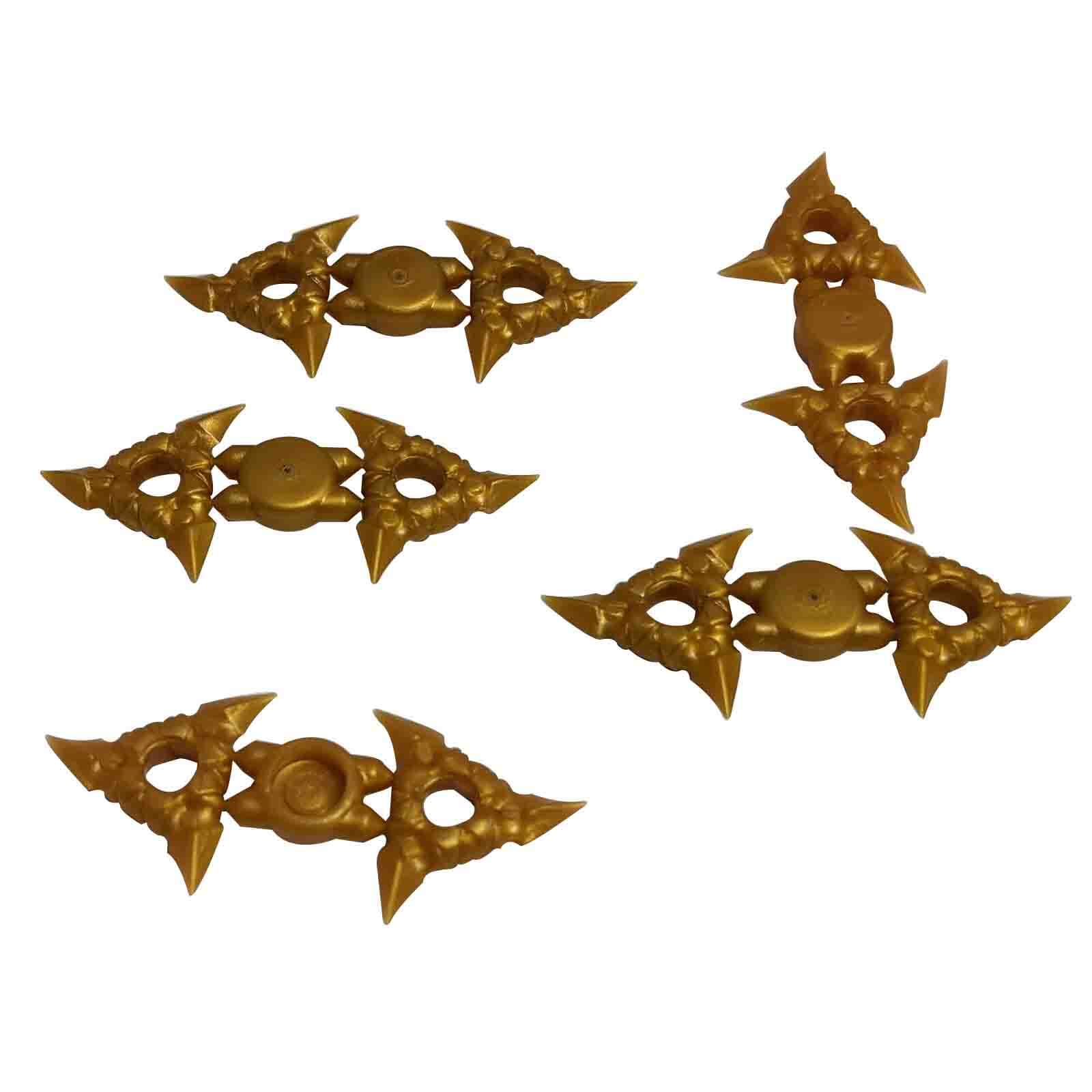LEGO minifigure weapon throwing star shuriken with textured grips on sprue in pearl gold
