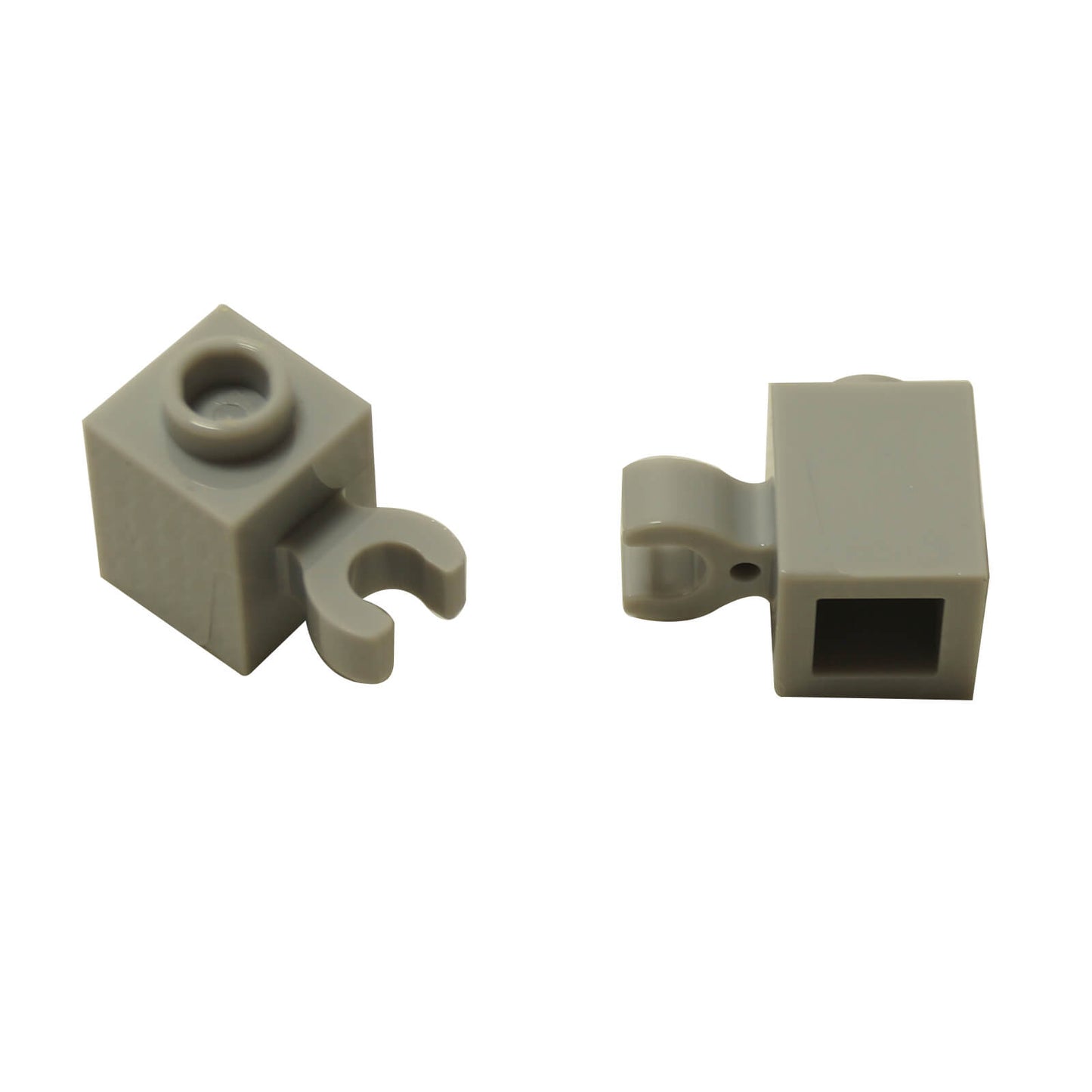 Dark Bluish Gray LEGO® Modified Brick with Vertical Clip (60475b), perfect for industrial, castle, and spaceship greebling.