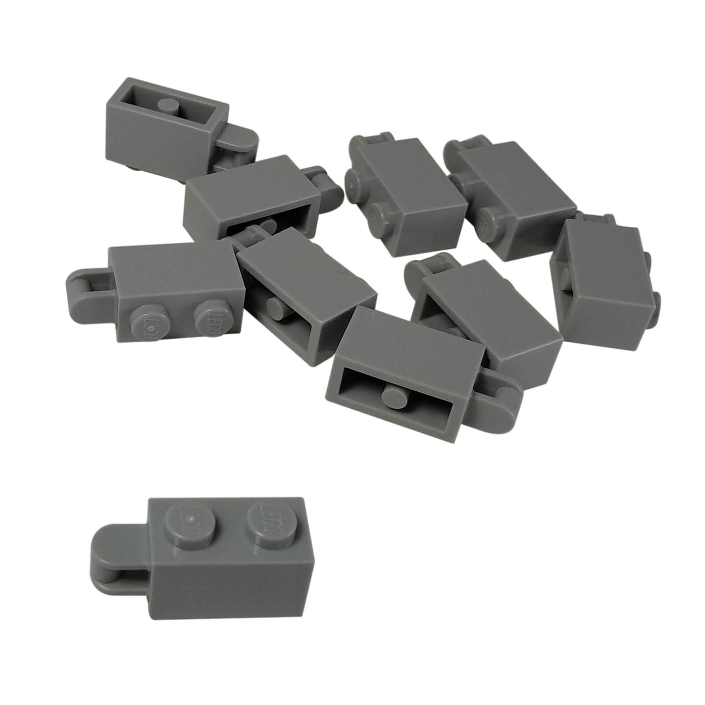LEGO kostka 1x2 s úchytem na konci, světle modrošedá, díl 34816