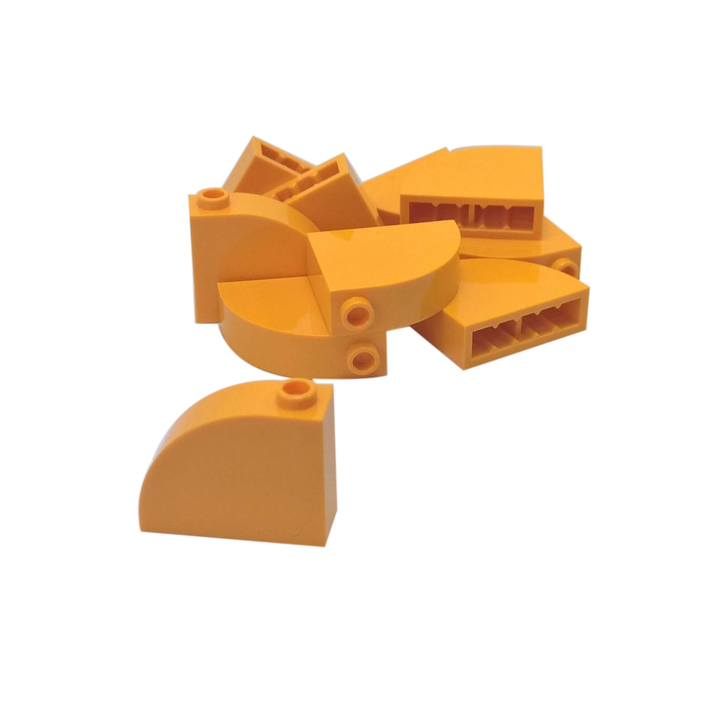 Bright light orange modified brick 1x3x2 with curved top building piece
