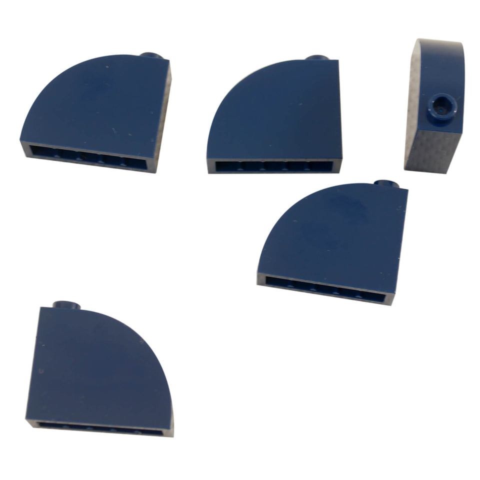 Dark blue modified brick 1x3x2 with curved top building piece
