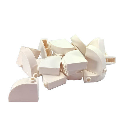 White modified brick 1x3x2 with curved top building piece
