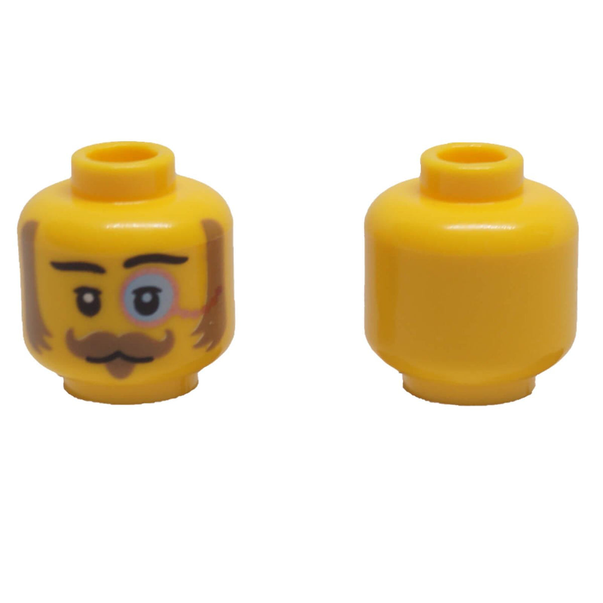 LEGO® yellow minifigure head 3626pb3774 with monocle, curled moustache and side facial hair
