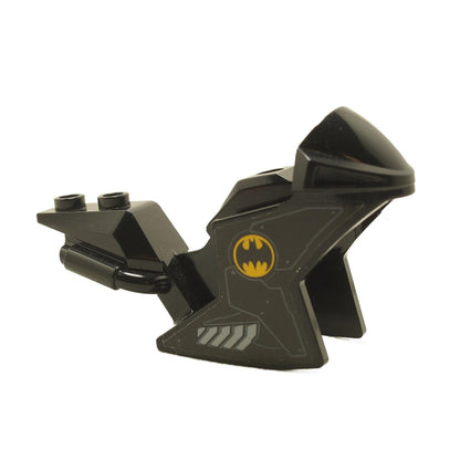 LEGO Black Motorcycle Fairing with Batman logo, side view