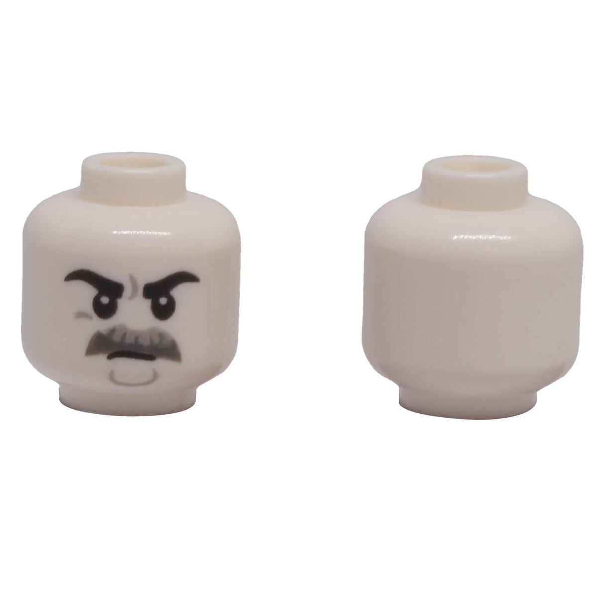 LEGO® white minifigure head 3626pb3505 with black eyebrows, grey moustache and chin outline