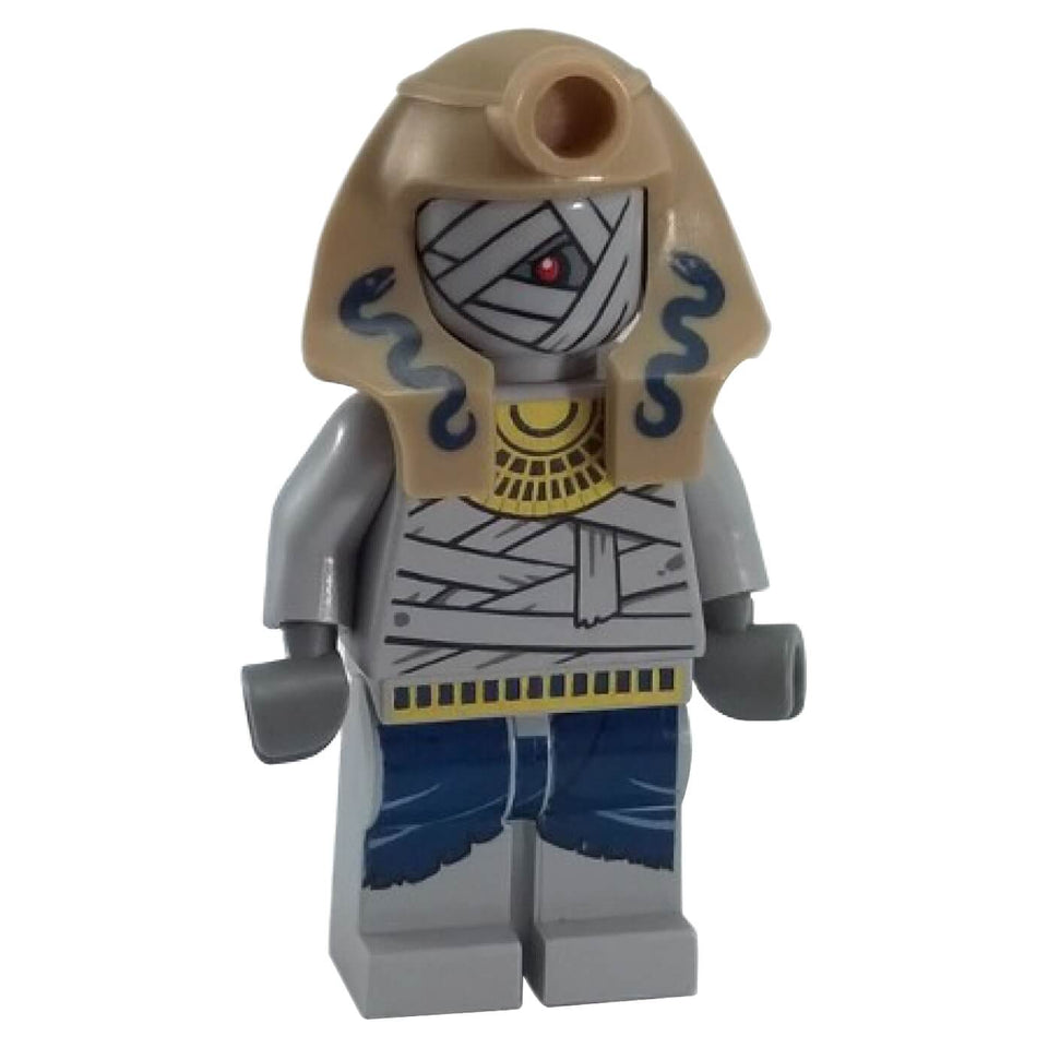 LEGO® Mummy Warrior pha011 minifigure with tan headdress, wrapped grey face and red eye