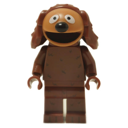 Rowlf the Dog Muppets minifigure with brown fur, floppy ears and wide open smile
