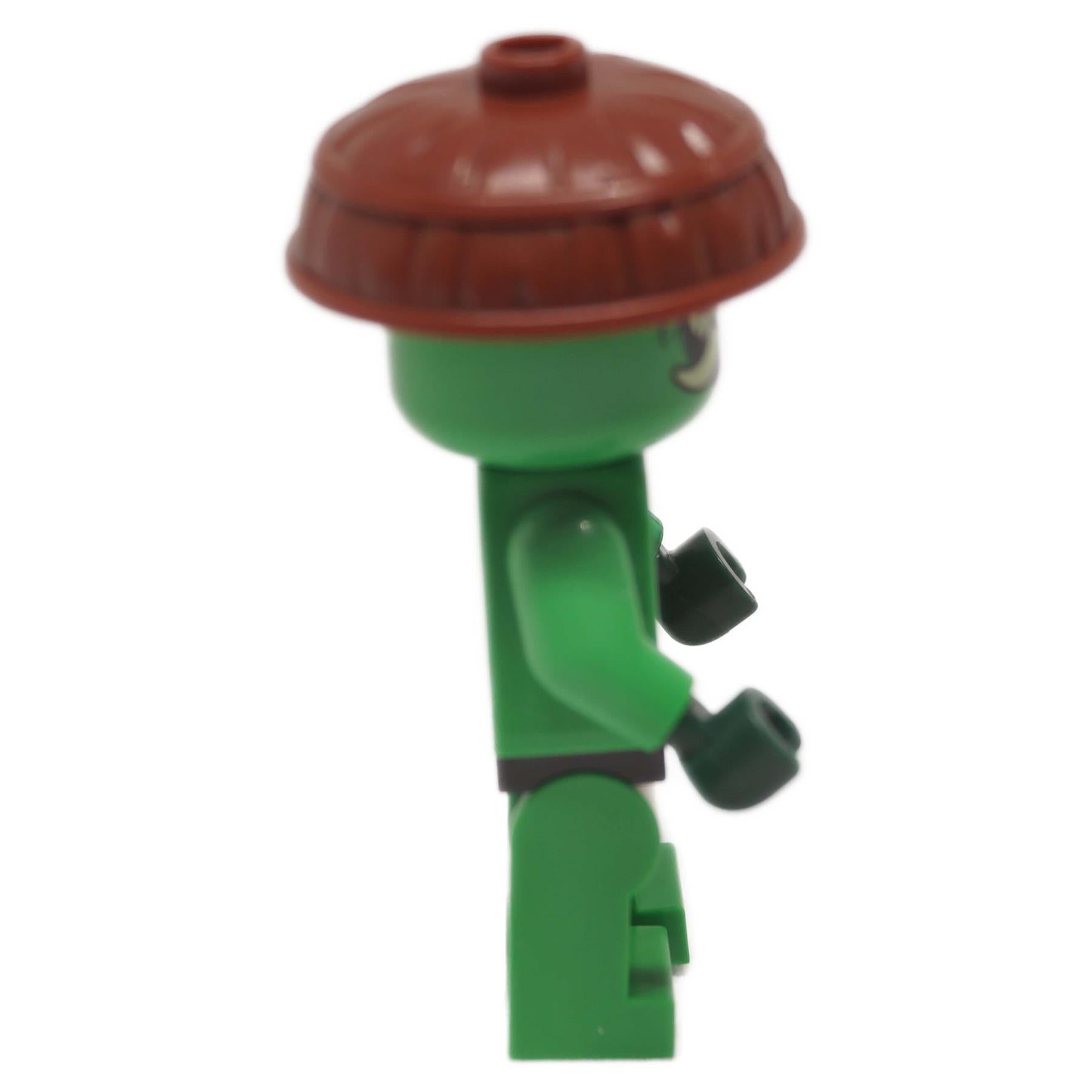 LEGO® NINJAGO Mutation Monster minifigure right side view with brown hat and green arm