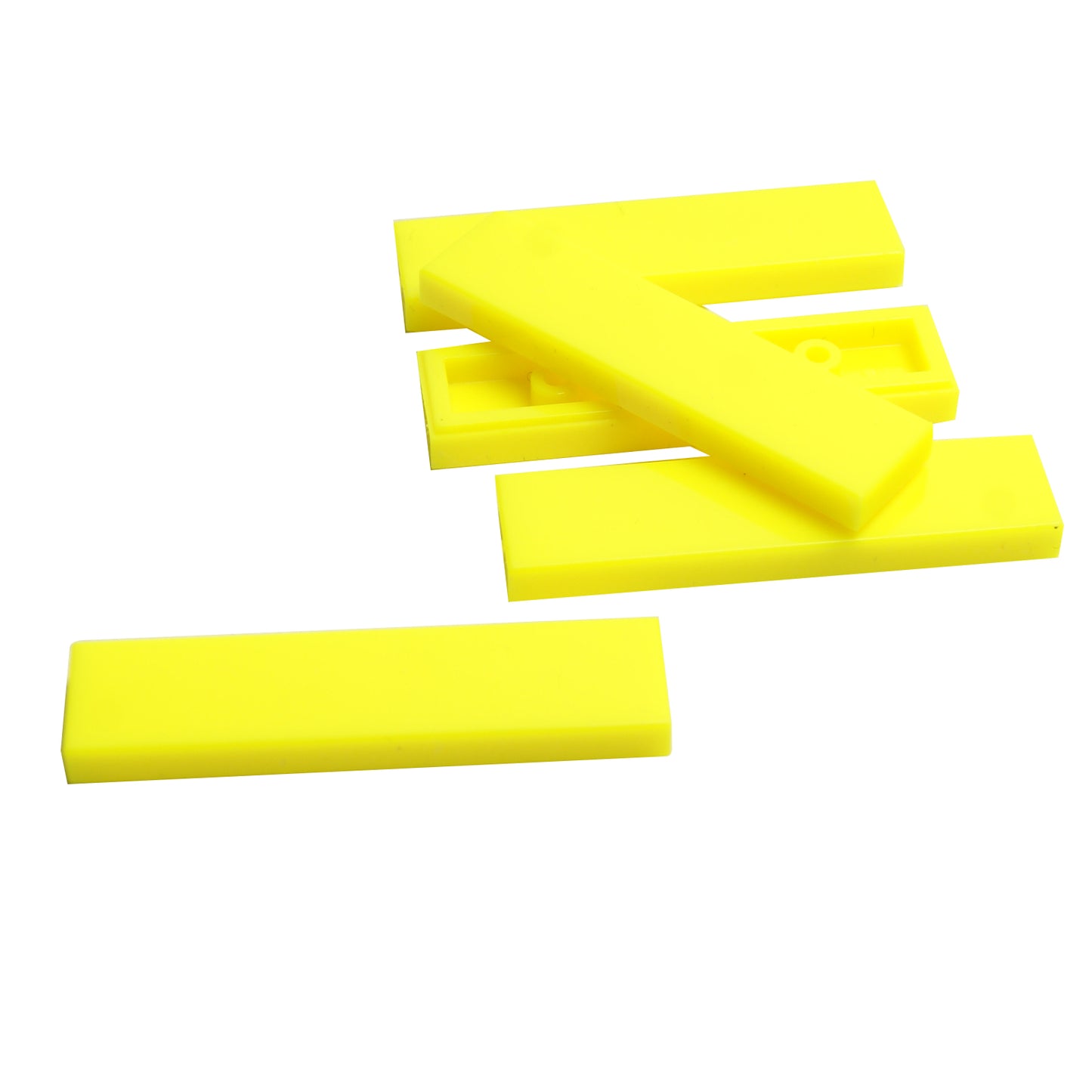 Pièce rectangulaire en carrelage 1 x 4 jaune néon pour surfaces lisses, bordures, finitions et constructions propres LEGO®.
