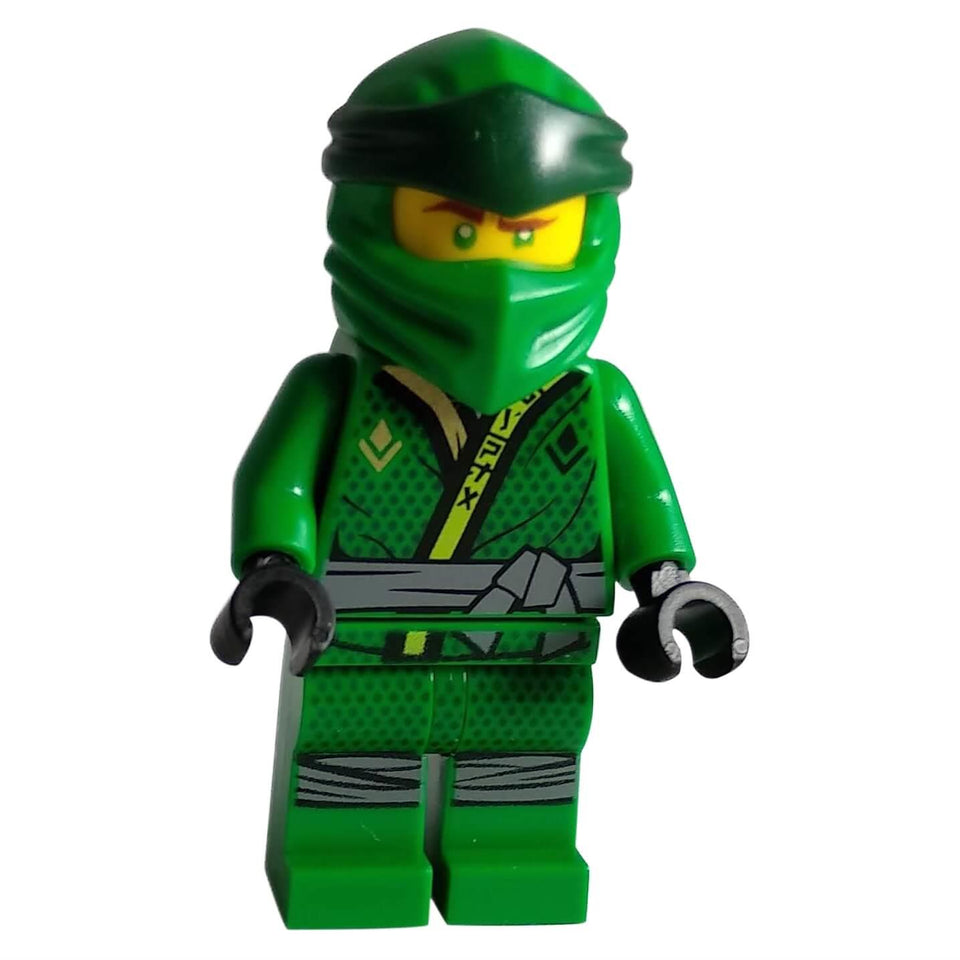 LEGO Ninjago Lloyd minifigure njo0514 in his green Legacy robe and hood, based on the Sons of Garmadon design.