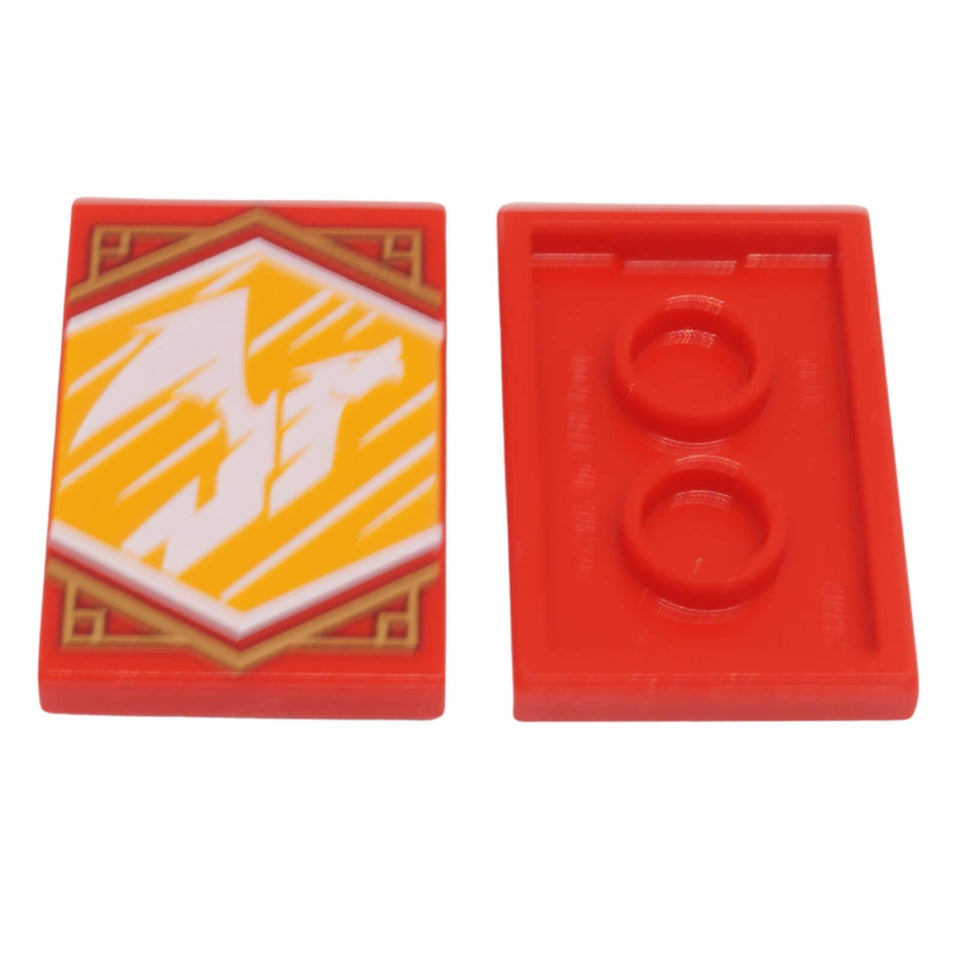 LEGO NINJAGO speed banner tile with white dragon emblem 26603pb215