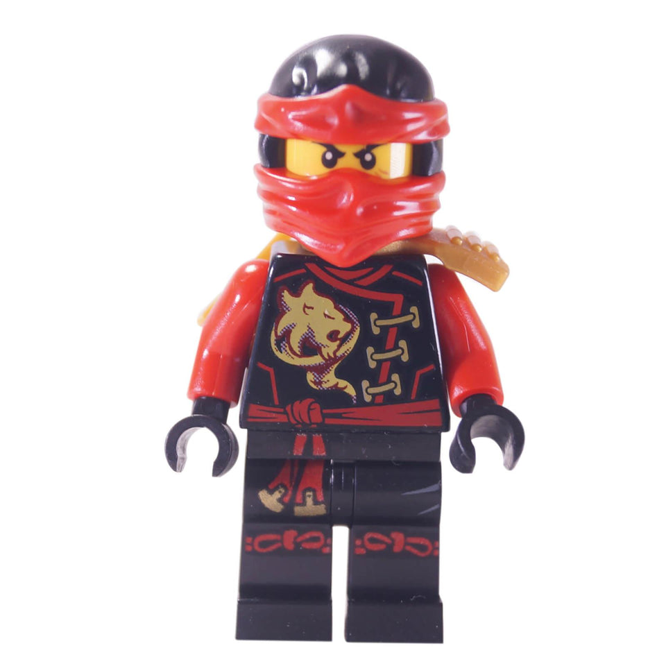 Kai skybound minifigure with red ninja suit gold scabbard and mask
