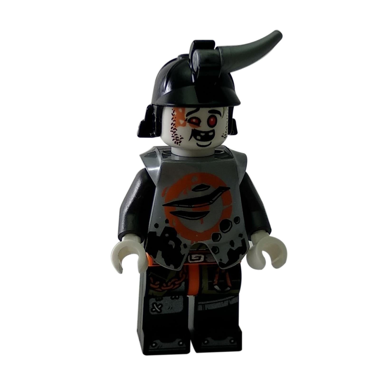 Chew Toy minifigure with dark helmet shoulder armor and printed torso