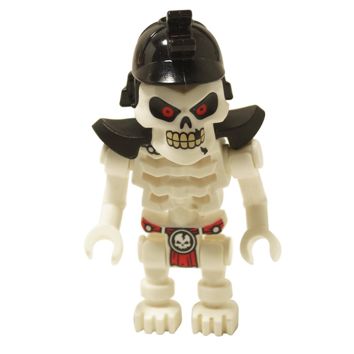 LEGO NINJAGO Kruncha skeleton minifigure front with black helmet and skull torso print
