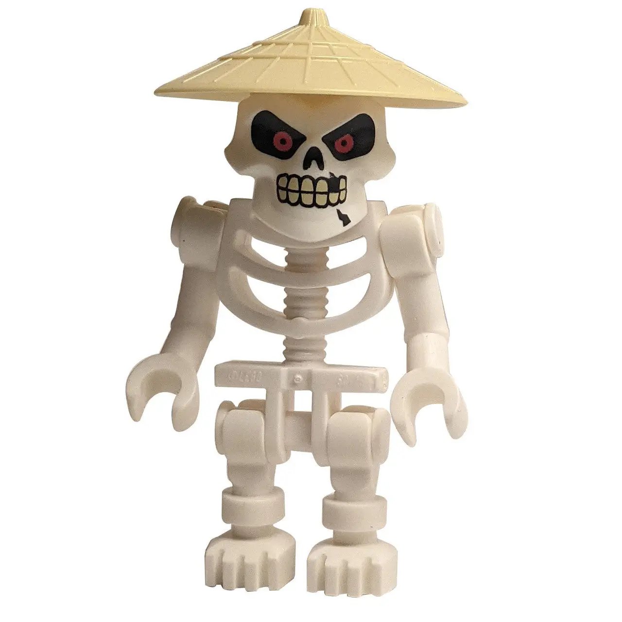 Minifigure Ninjago Wyplash (njo554), un général squelette avec un chapeau en paille beige.