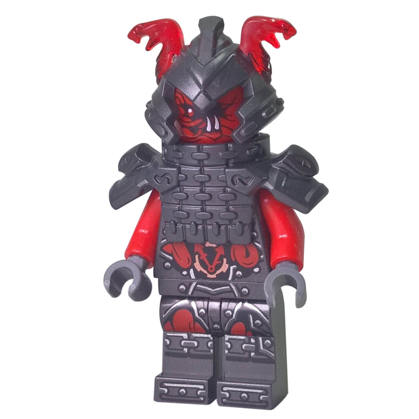 LEGO® NINJAGO Vermin minifigure njo0296 front view dark armor red head
