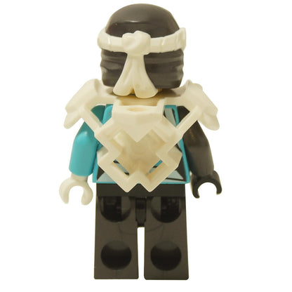 LEGO® Nya Digi Nya minifigure back view with white shoulder armor and scabbard attachment close-up