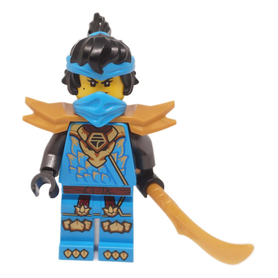 LEGO® NINJAGO® Nya minifigure front view holding gold spear Dragons Rising Season 4