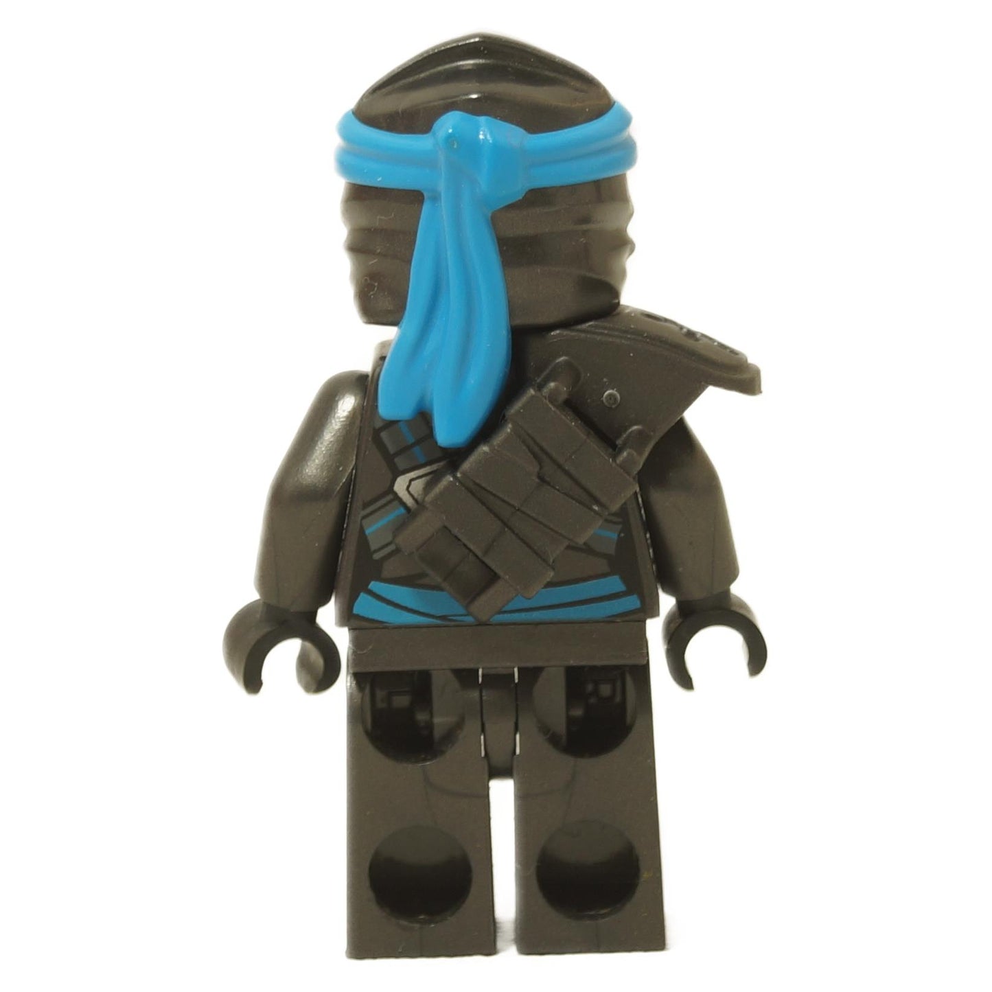LEGO® Nya Secrets of the Forbidden Spinjitzu minifigure back view with blue headband tie and black shoulder armor close-up