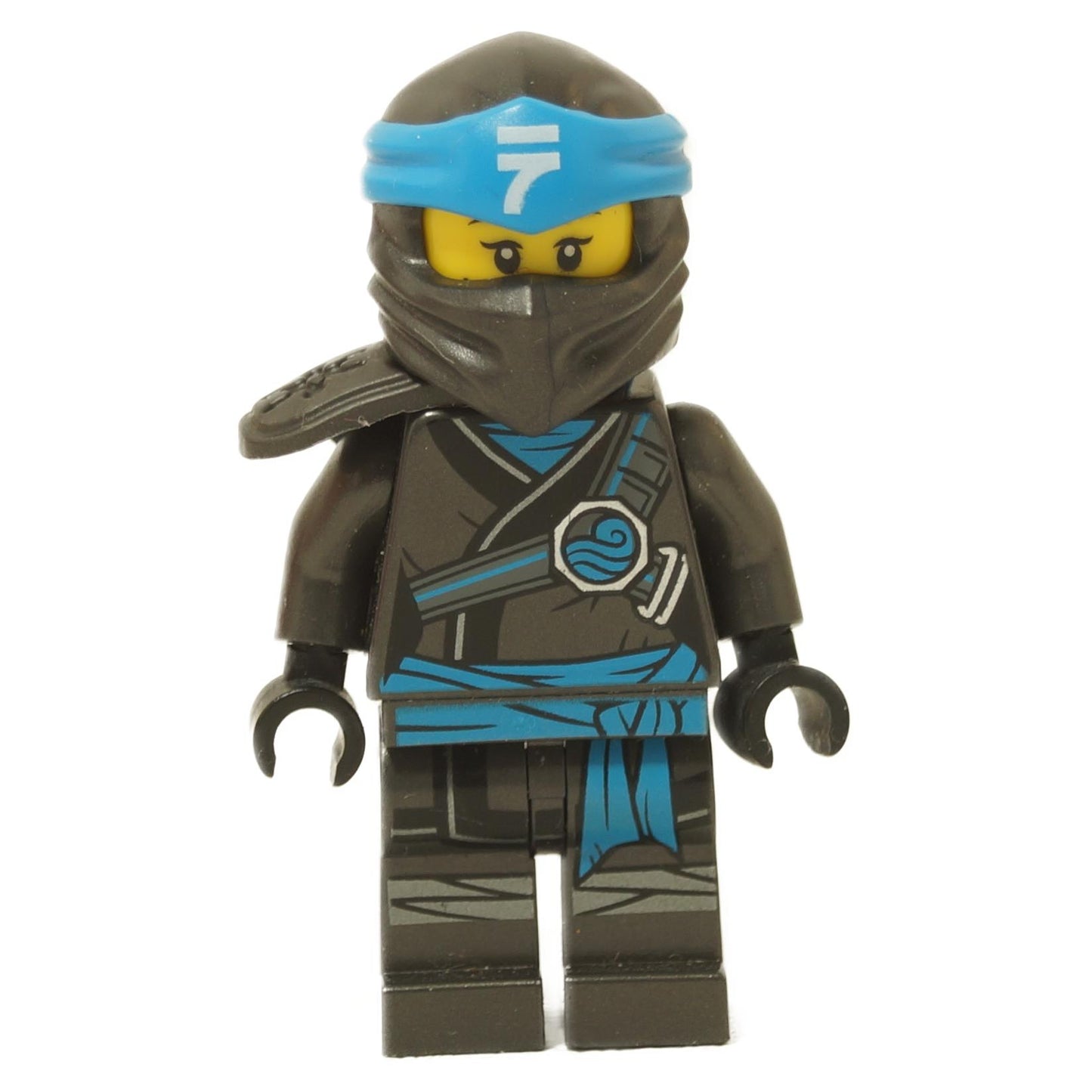 LEGO® Nya Secrets of the Forbidden Spinjitzu minifigure with blue headband, mask and detailed ninja outfit close-up view