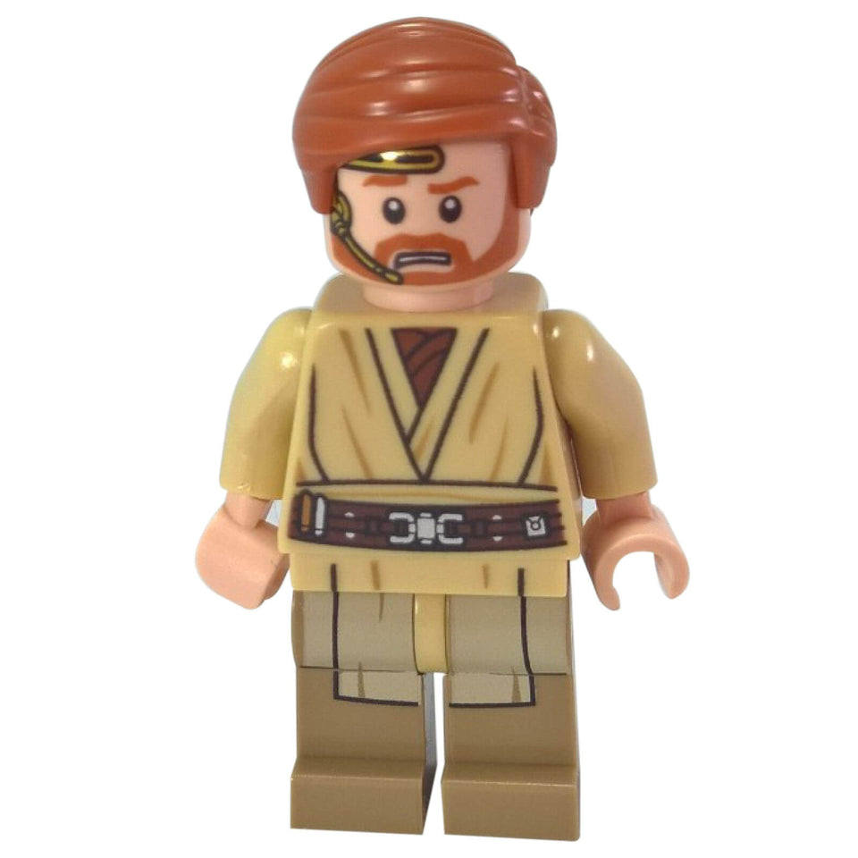 LEGO Star Wars Obi-Wan Kenobi minifigure (sw0704) in his Revenge of the Sith Jedi robes with a headset.