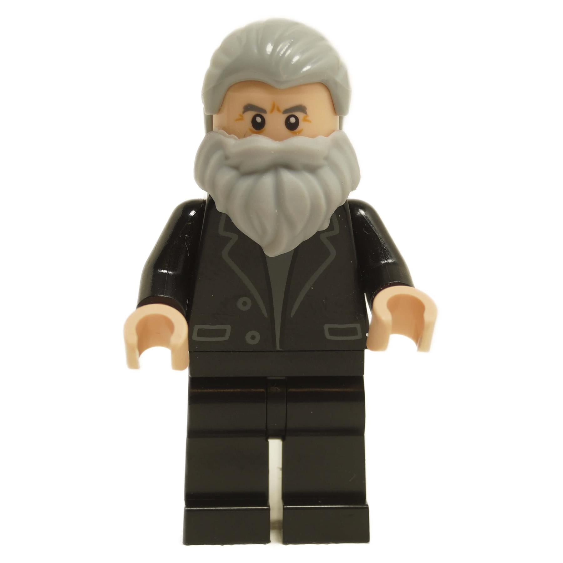LEGO® Old Man Marley minifigure idea103 with grey hair, large beard and black suit from the Home Alone set