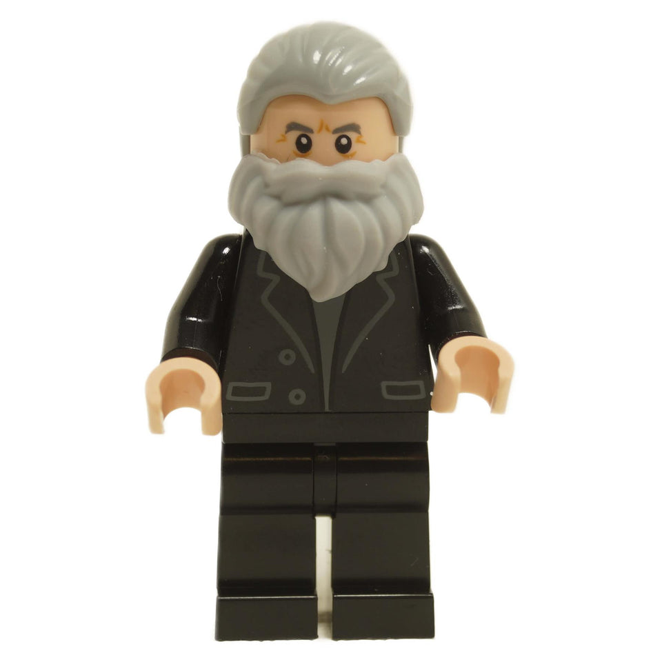 LEGO® Old Man Marley minifigure idea103 with grey hair, large beard and black suit from the Home Alone set