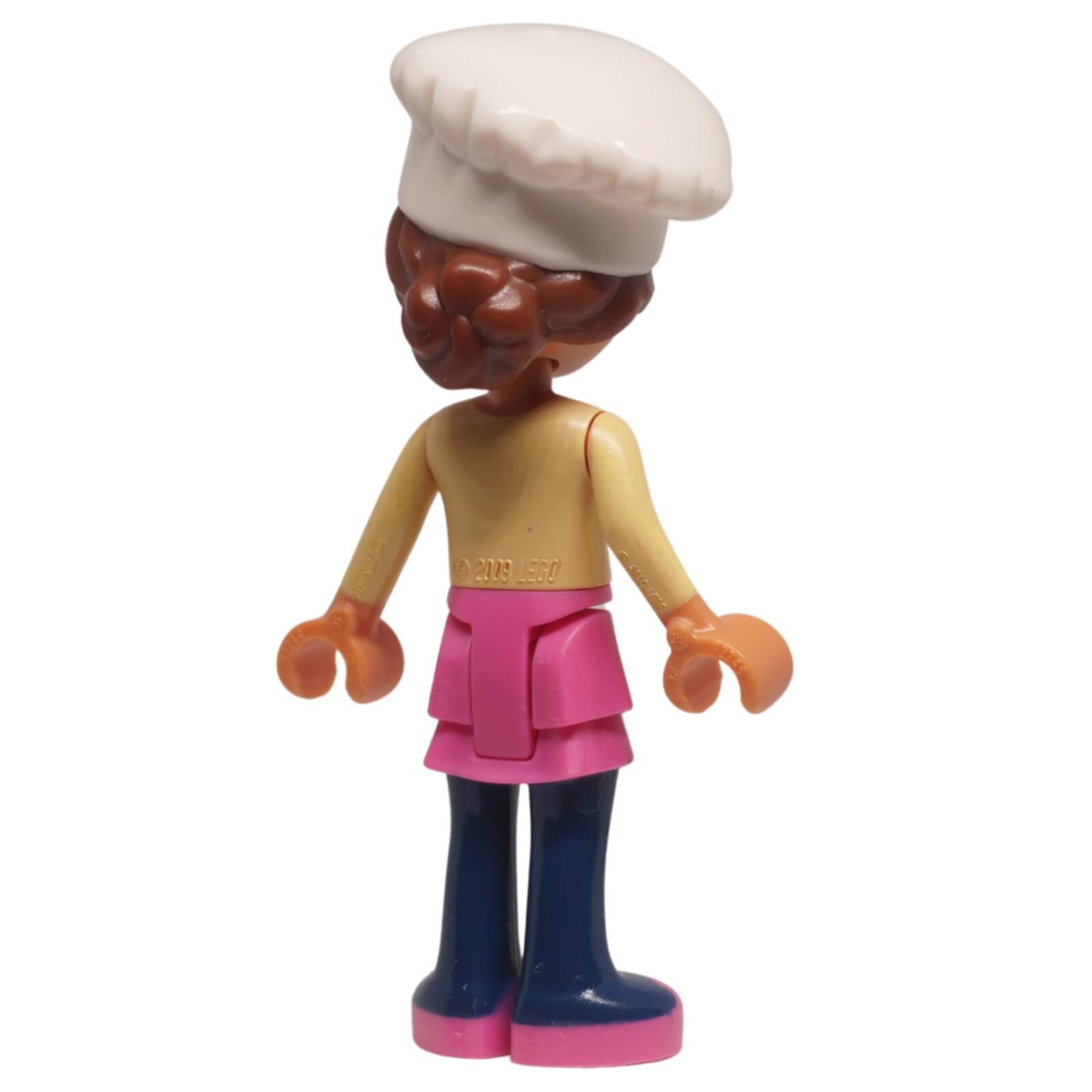 LEGO Friends Olivia mini doll frnd0295 chef hat cupcake outfit, back profile