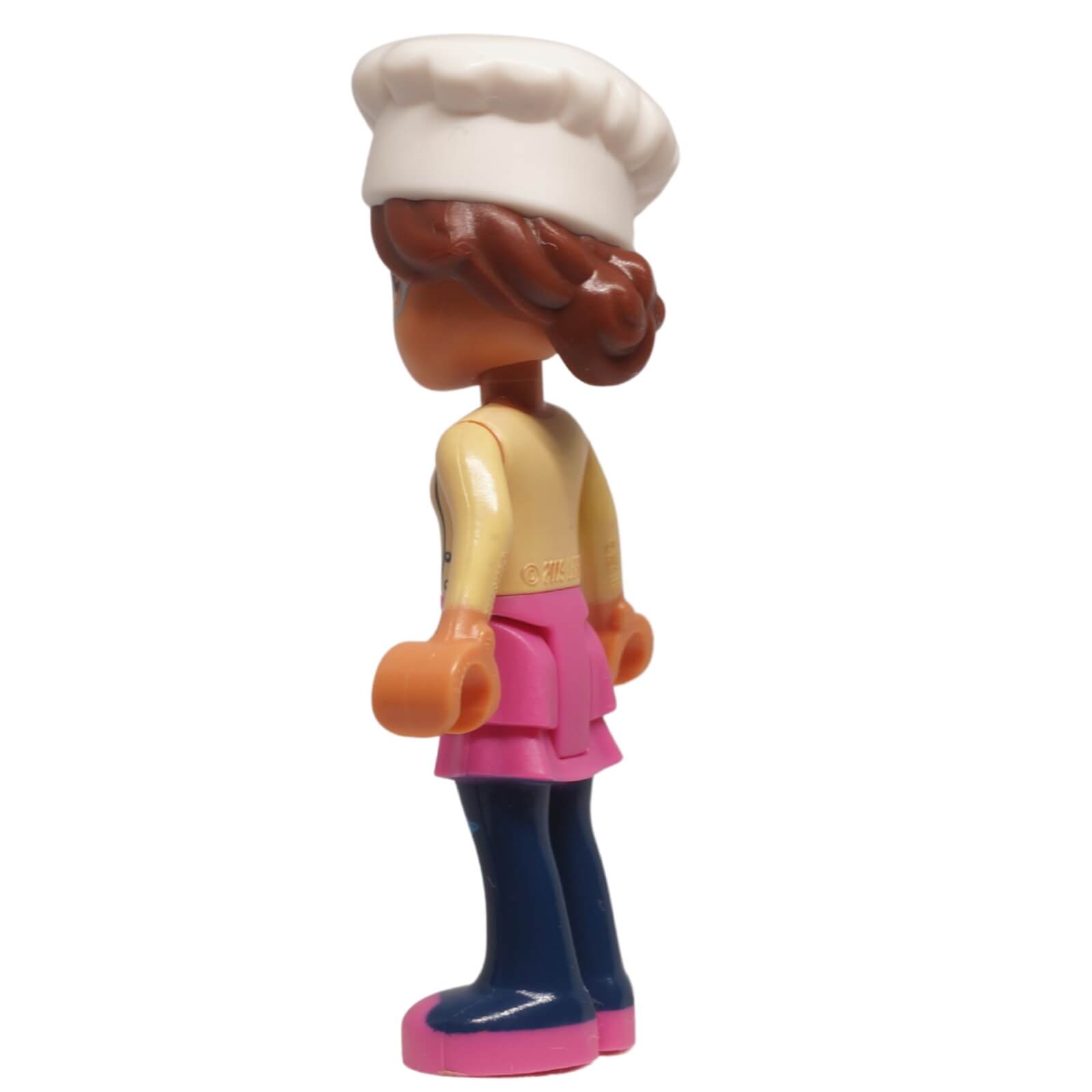 LEGO Friends Olivia mini doll frnd0295 chef hat cupcake outfit,  side profile