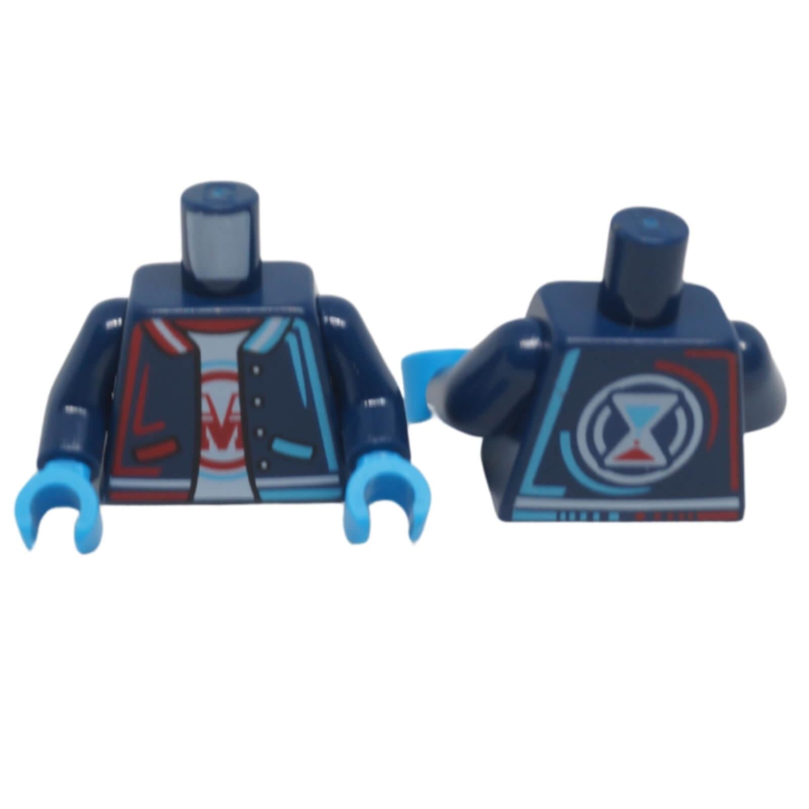 LEGO minifigure open jacket torso 973pb5801c01 with M shirt and hourglass back pattern
