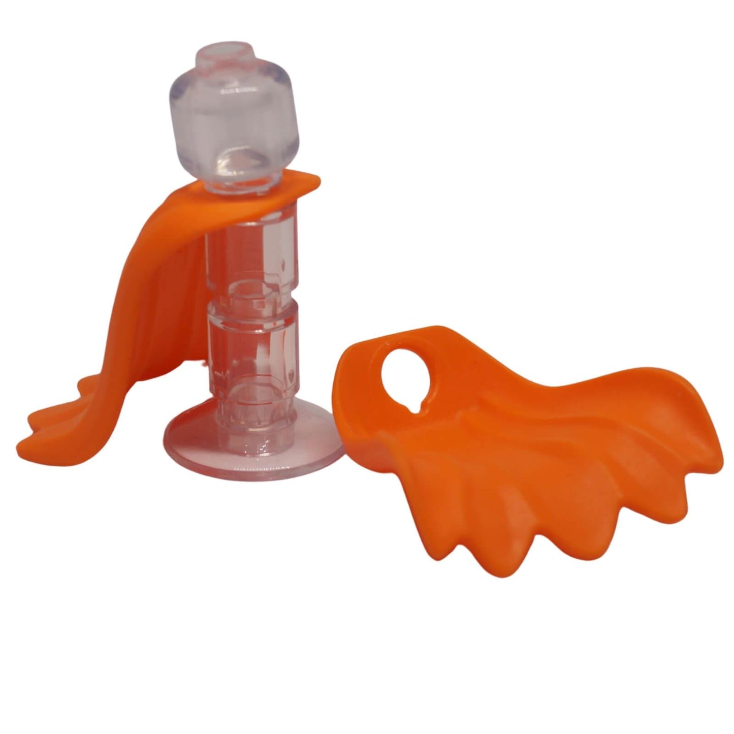 Naranja capa de minifigura de goma flexible con diseño de cinco puntas en forma de onda
