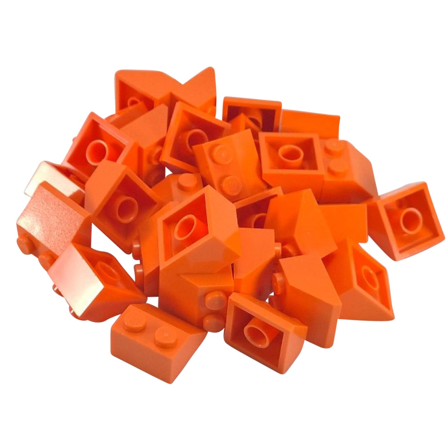Orange 45 degree slope brick 2 x 2 for angled builds, roofs and shaping
