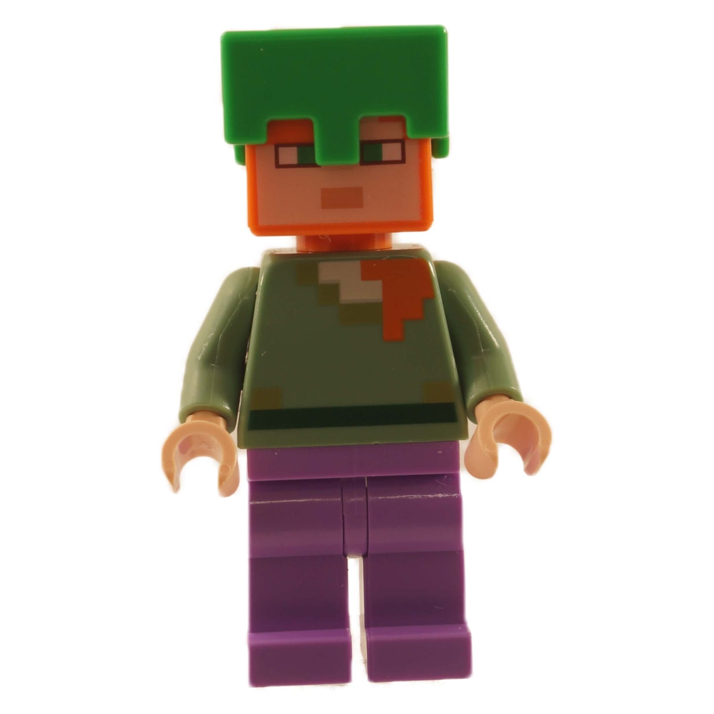 LEGO Alex minifigure min089 with turtle shell helmet and purple legs
