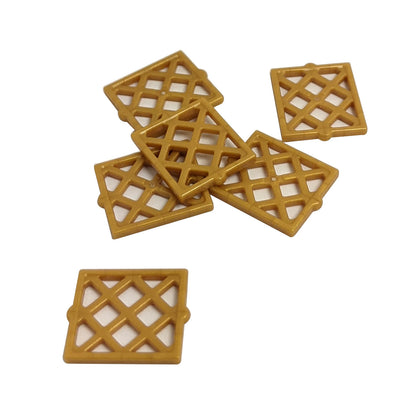 LEGO® Pane for Window 1x2x2 Lattice Diamond in pearl gold for decorative window and ornate architectural builds