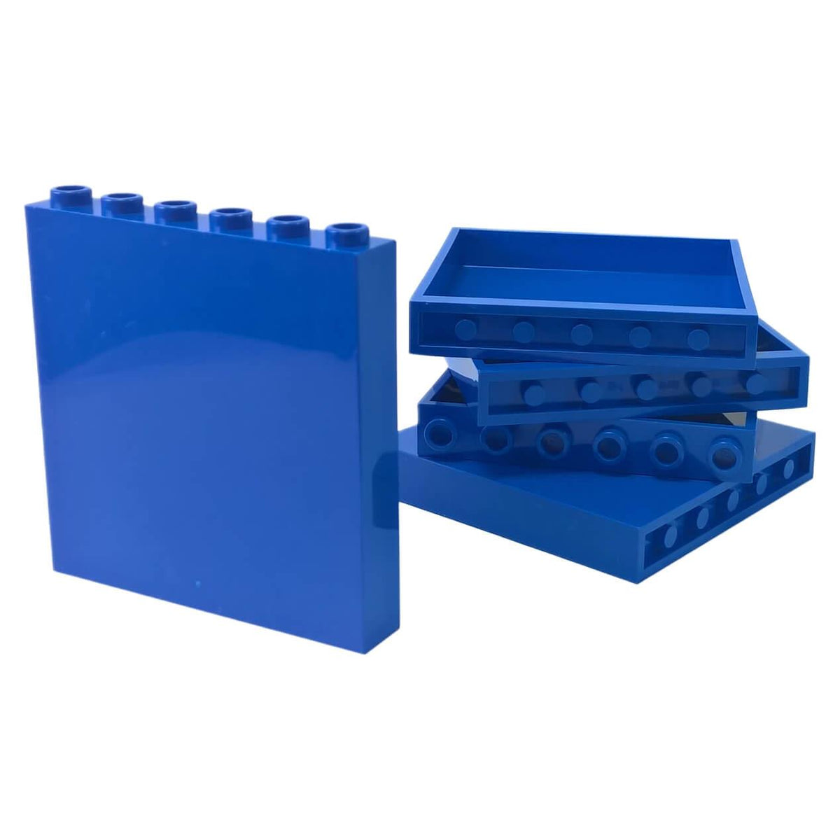 Panel 1 x 6 x 5 (59349) in Blue, showing the smooth face and recessed reverse with six top studs.