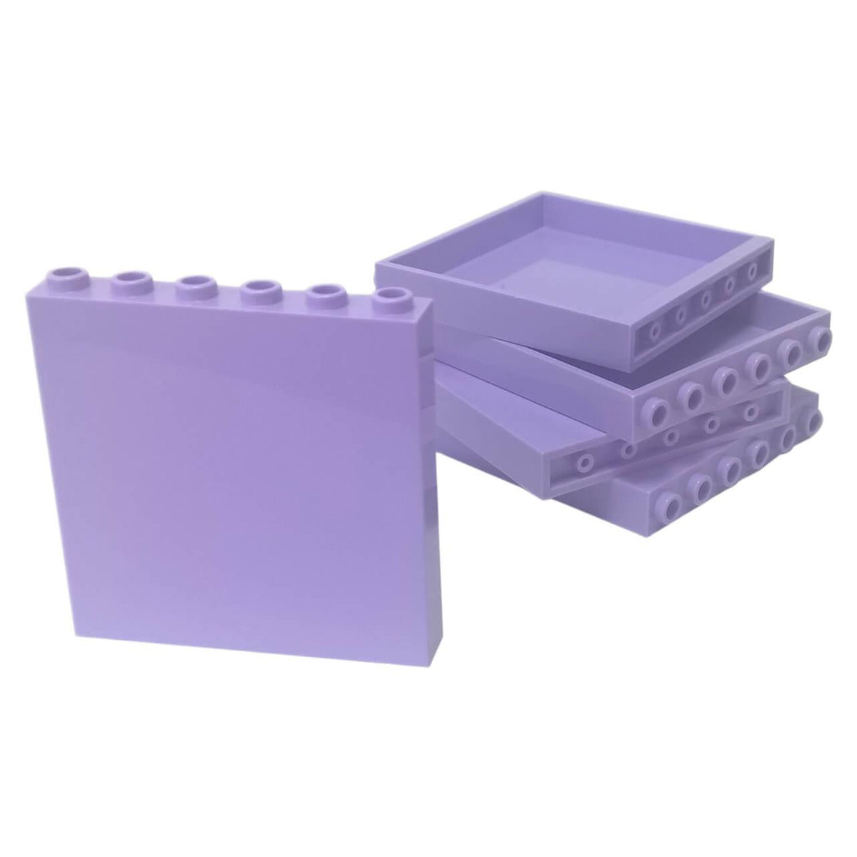 Panel 1 x 6 x 5 (59349) in Lavender, showing the smooth face and recessed reverse with six top studs.
