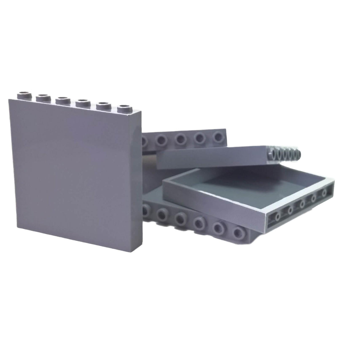 Panel 1 x 6 x 5 (59349) in Light Bluish Gray, showing the smooth face and recessed reverse with six top studs.