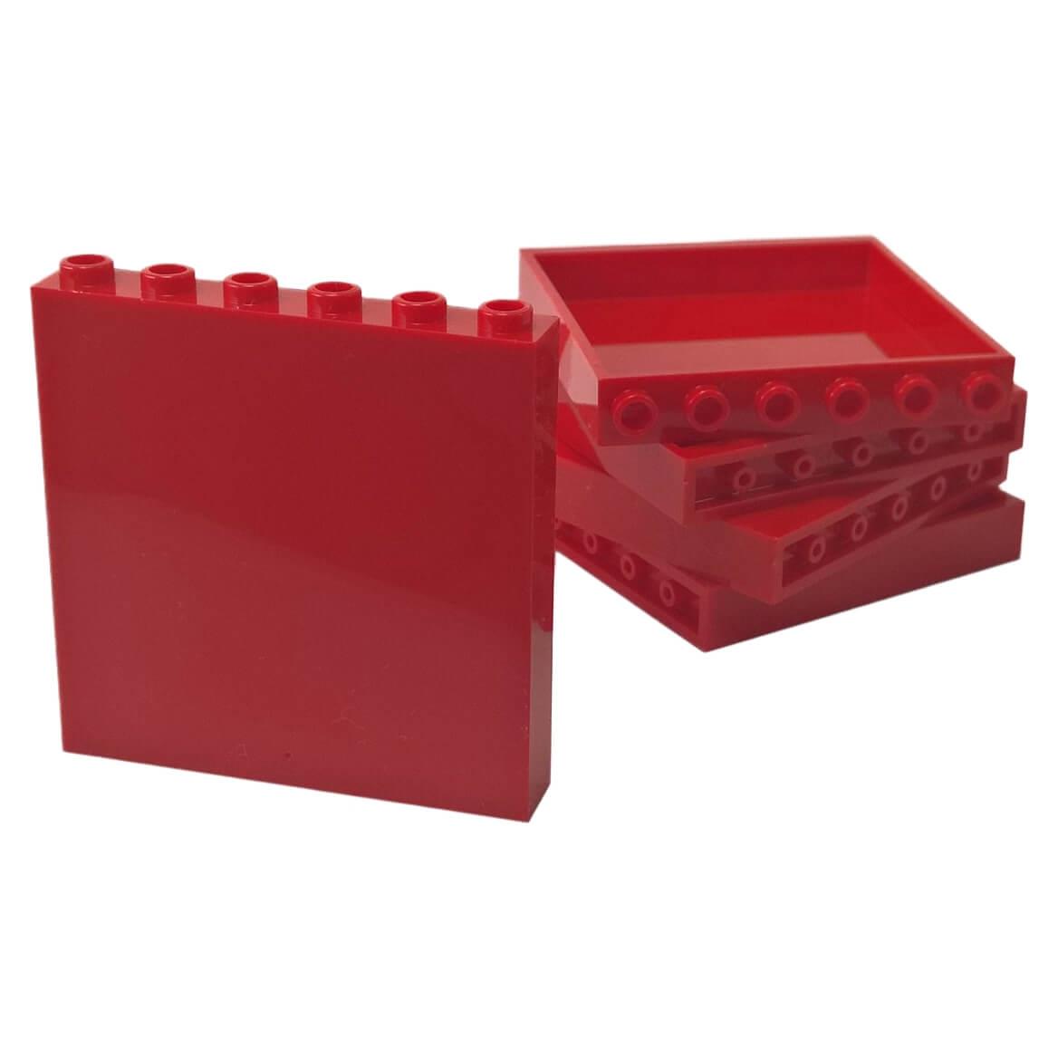 Panel 1 x 6 x 5 (59349) in Red, showing the smooth face and recessed reverse with six top studs.